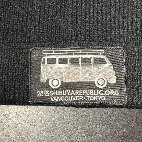 Shibuya Republic Black Knit Beanie – Tokyo Vancouver - Picture 2 of 3